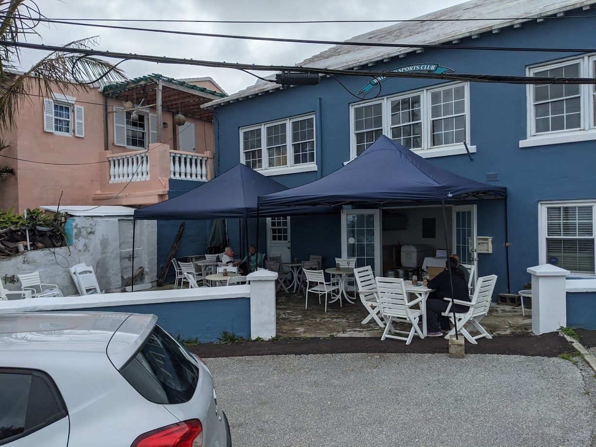 The clubhouse and patio